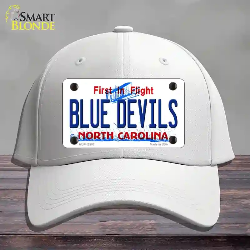 HAT21-MLP-12107 Blue Devils North Carolina State Novelty License Plate Hat, Cotton - White