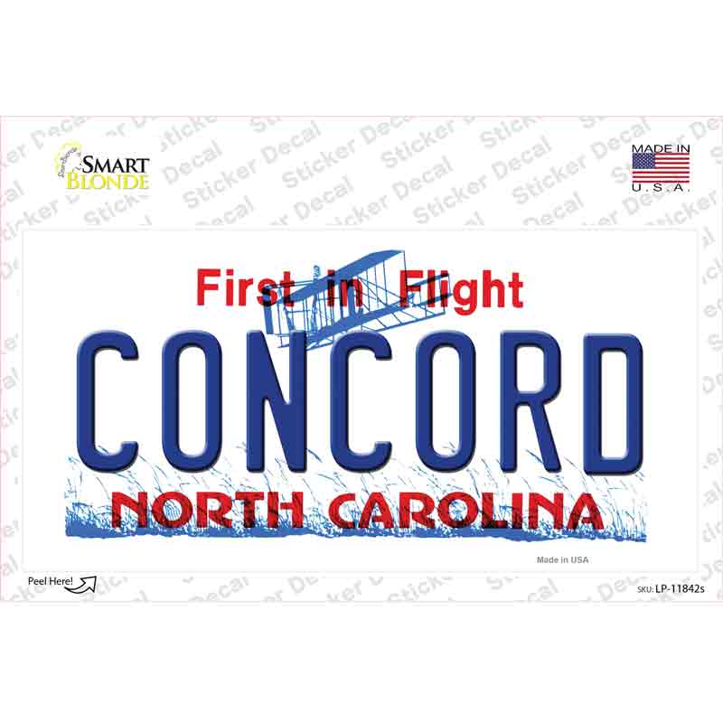 LP-11842s-M Concord North Carolina Novelty Sticker Decal, Medium