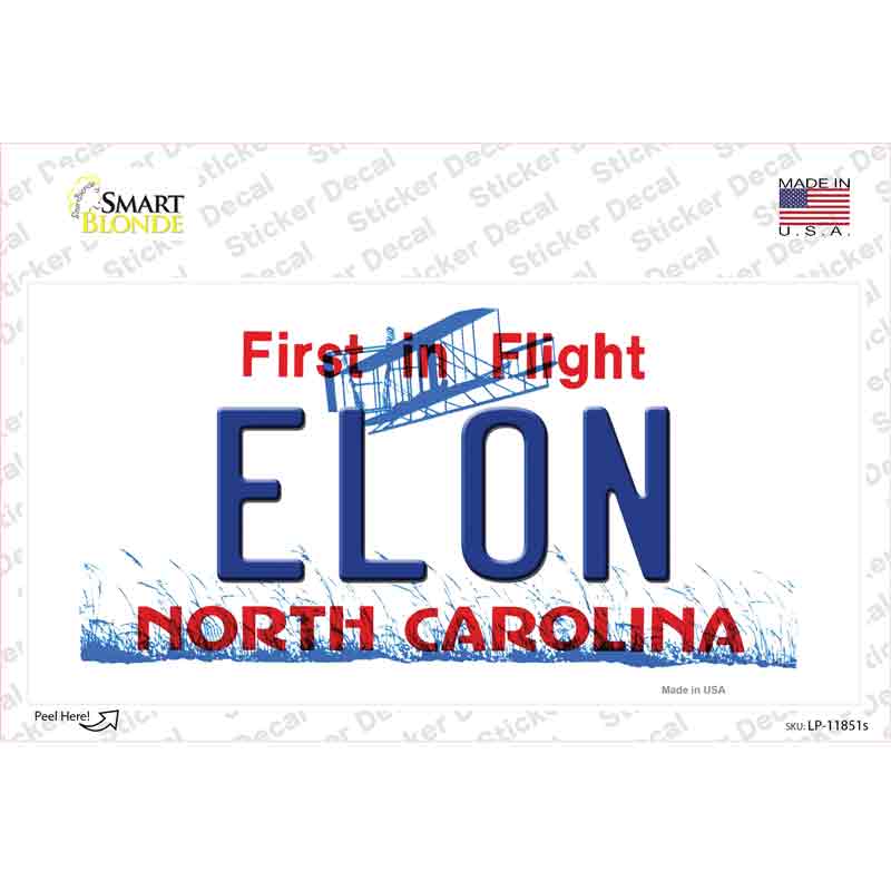LP-11851s-M Elon North Carolina Novelty Sticker Decal, Medium