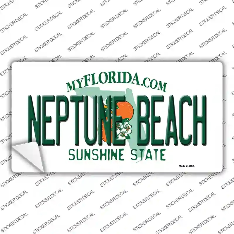 LP-11927s-L Florida Neptune Beach Novelty Sticker Decal, Large