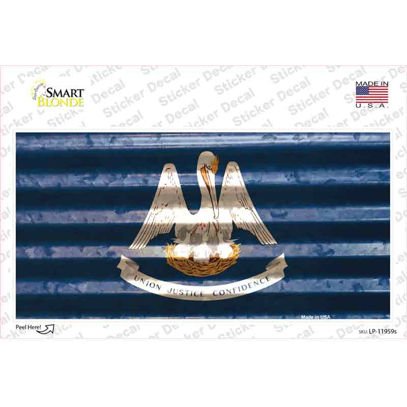 LP-11959s-M Louisiana Corrugated Flag Novelty Sticker Decal, Medium