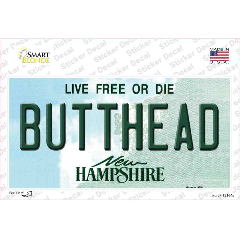LP-12164s-M Butthead   Hampshire Novelty Sticker Decal, Medium
