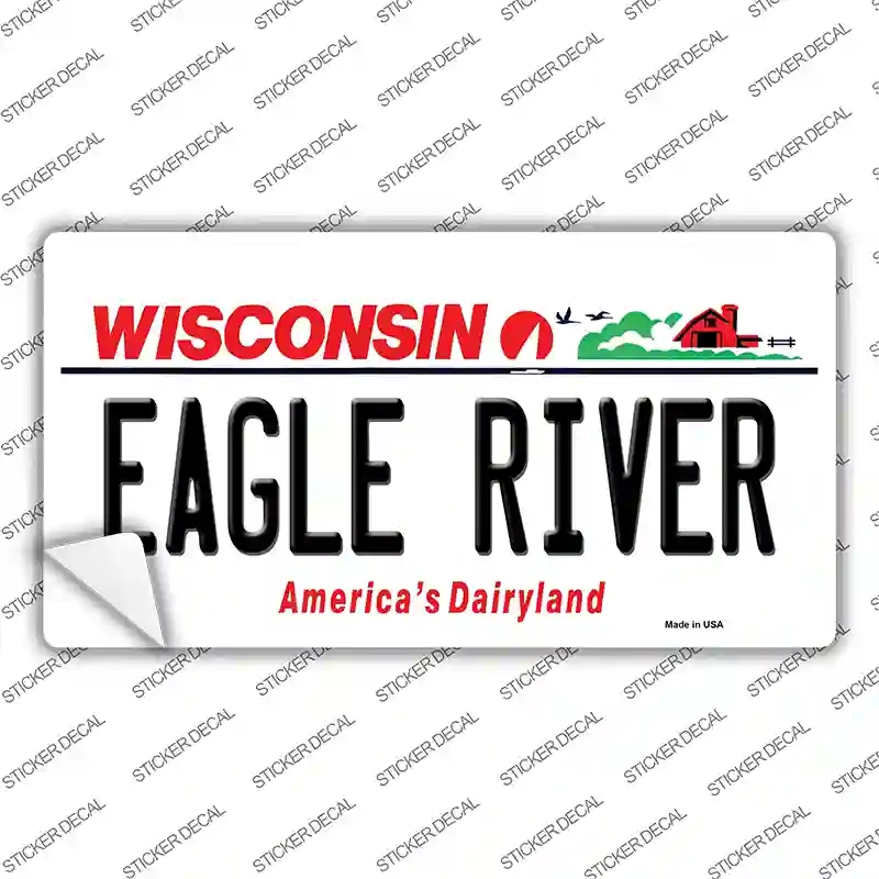 LP-12282s-L Wisconsin Eagle River Novelty Sticker Decal, Large