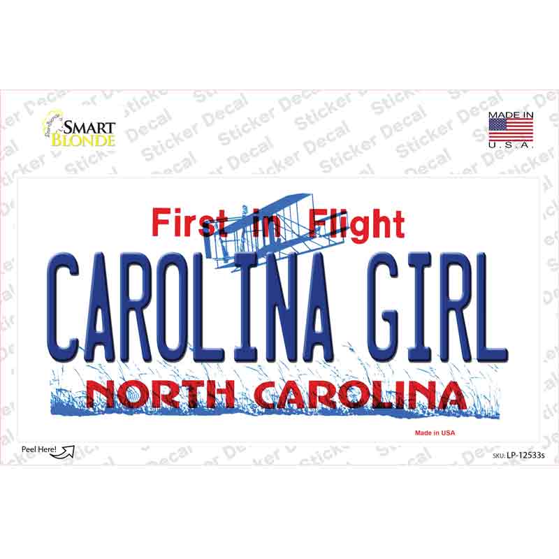 LP-12533s-M North Carolina Girl Novelty Sticker Decal, Medium