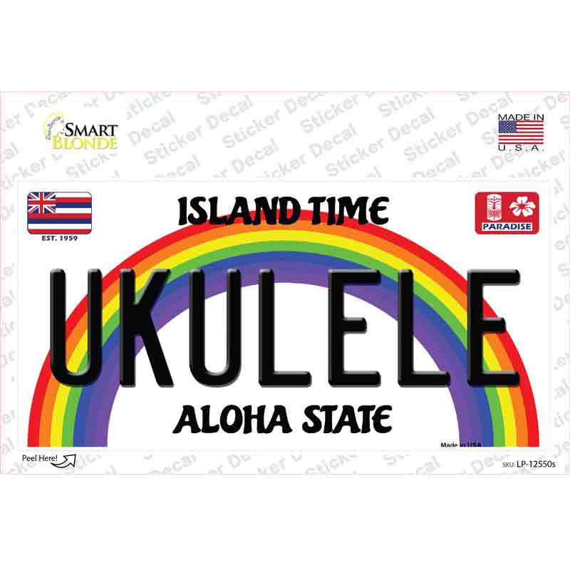 LP-12550s-M Ukulele Hawaii Novelty Sticker Decal, Medium