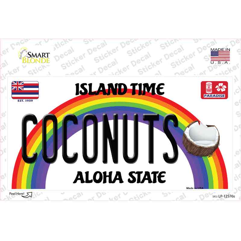 LP-12576s-M Coconuts Hawaii Novelty Sticker Decal, Medium