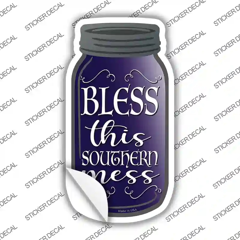 MJ-033s-S Bless Southern Mess Purple Novelty Mason Jar Sticker Decal, Small