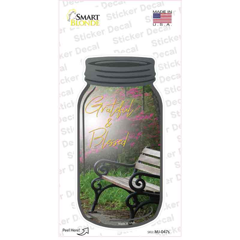 MJ-047s-M Spring Grateful & Blessed Novelty Mason Jar Sticker Decal, Medium