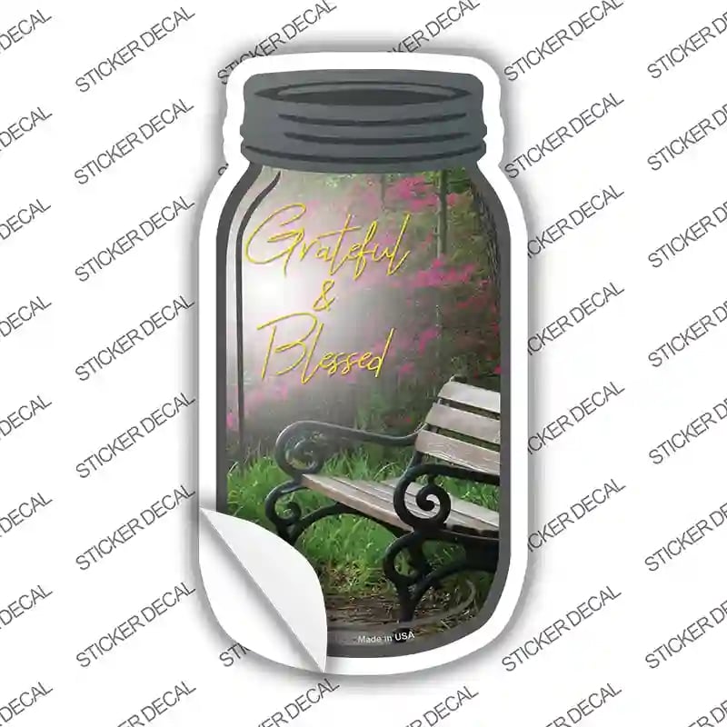 MJ-047s-S Spring Grateful & Blessed Novelty Mason Jar Sticker Decal, Small