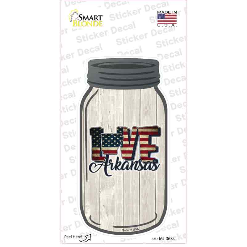 MJ-063s-M Love Arkansas Silhouette Novelty Mason Jar Sticker Decal, Medium