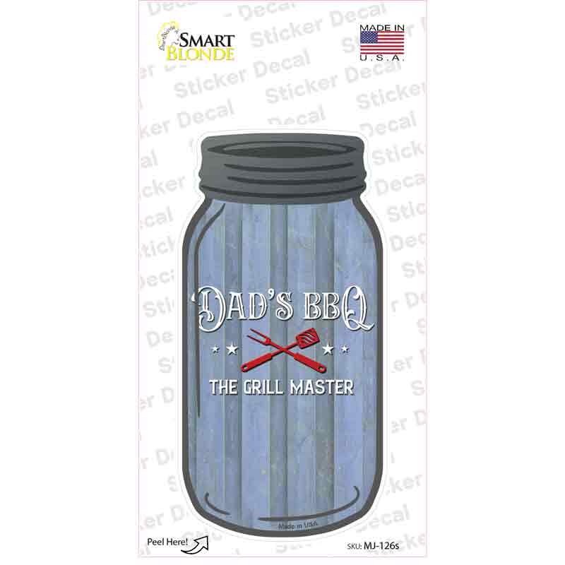 MJ-126s-M Dad Grill Master Novelty Mason Jar Sticker Decal, Medium