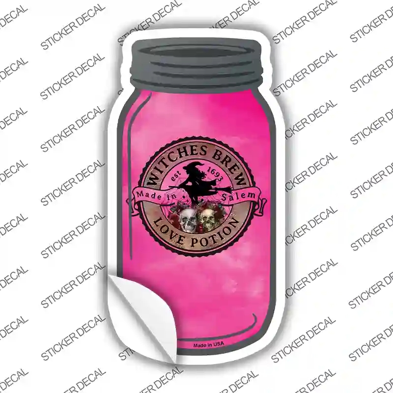 MJ-149s-S Love Potion Pink Novelty Mason Jar Sticker Decal, Small