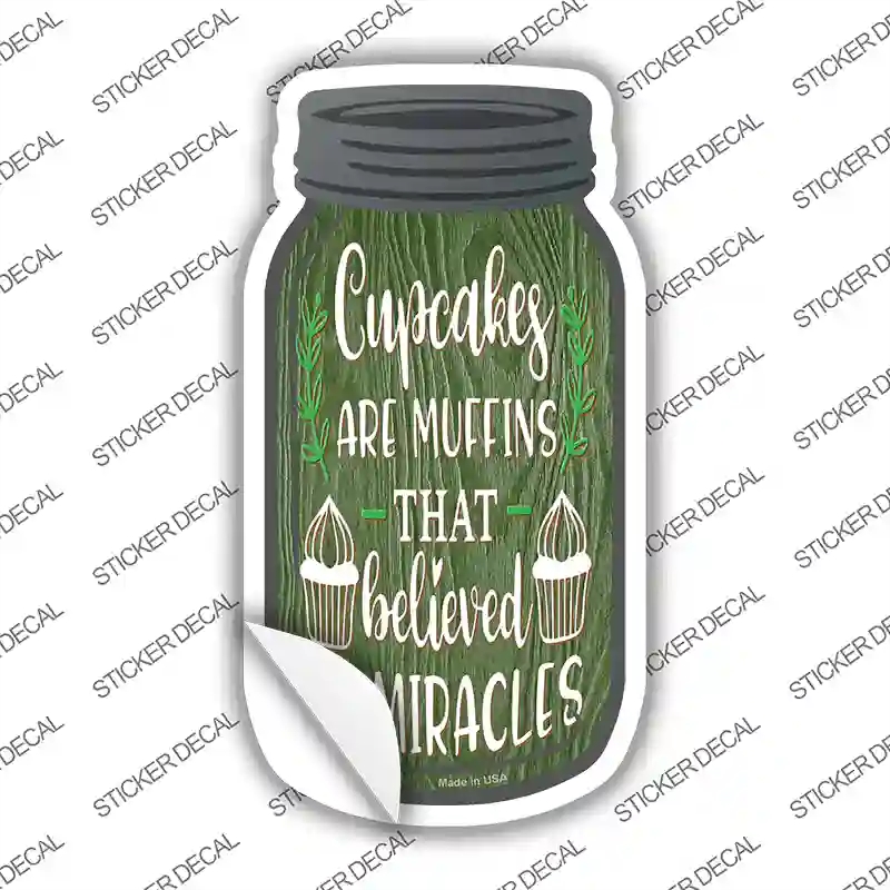MJ-175s-L Cupcakes Miracle Muffins Novelty Mason Jar Sticker Decal, Large
