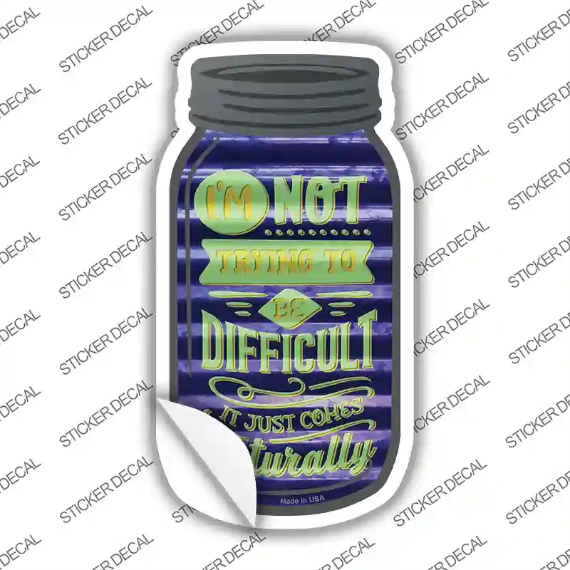 MJ-358s-S Just Naturally Comes Corrugated Dark Blue Novelty Mason Jar Sticker Decal, Small