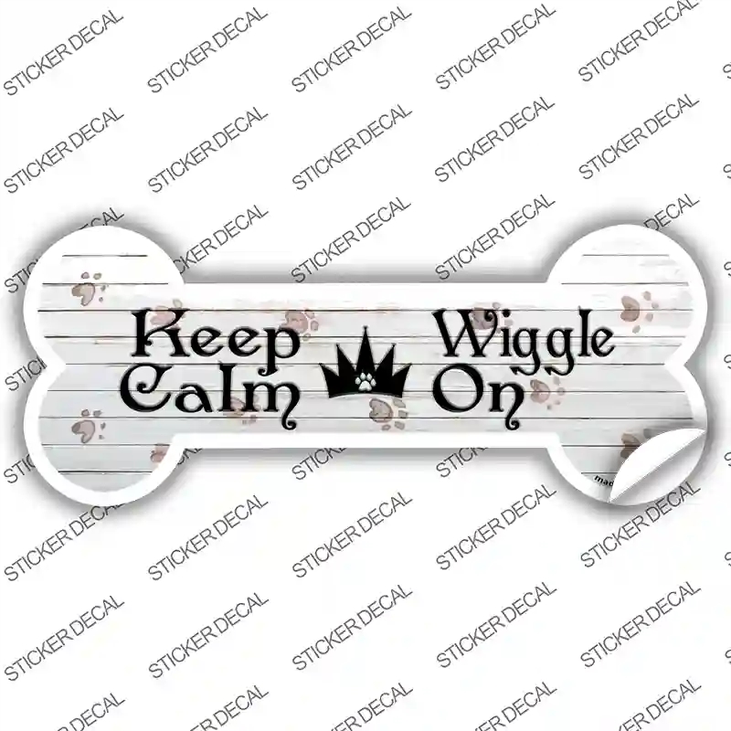 B-035s-L Keep Calm Wiggle on Novelty Bone Sticker Decal, Large