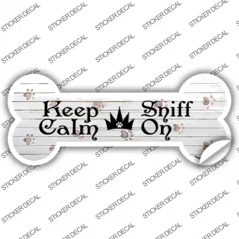 B-043s-S Keep Calm Sniff on Novelty Bone Sticker Decal, Small