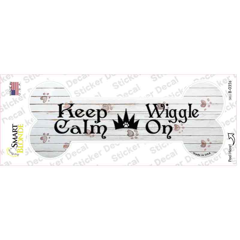 B-035s-M Keep Calm Wiggle on Novelty Bone Sticker Decal, Medium