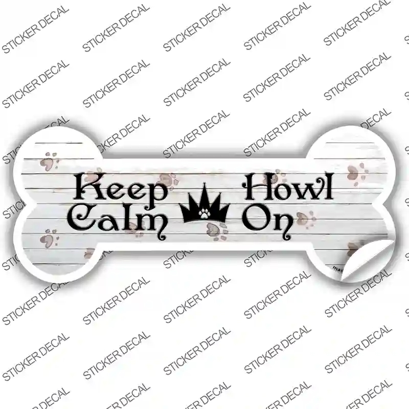 B-047s-L Keep Calm Howl on Novelty Bone Sticker Decal, Large