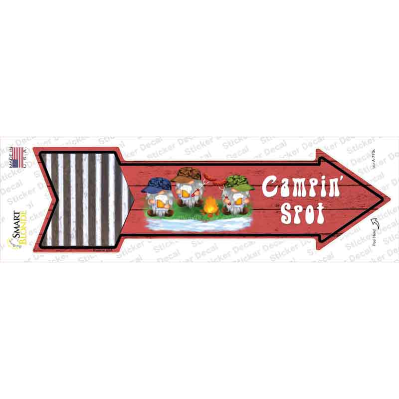 A-770s-M Camping Spot Three Gnomes Novelty Arrow Sticker Decal, Medium