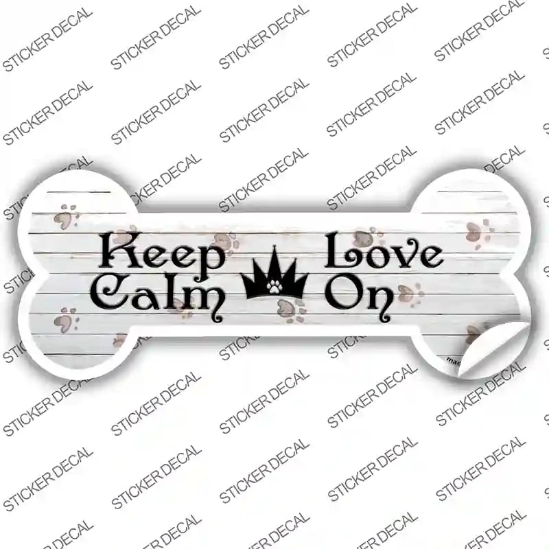 B-053s-S Keep Calm Love on Novelty Bone Sticker Decal, Small