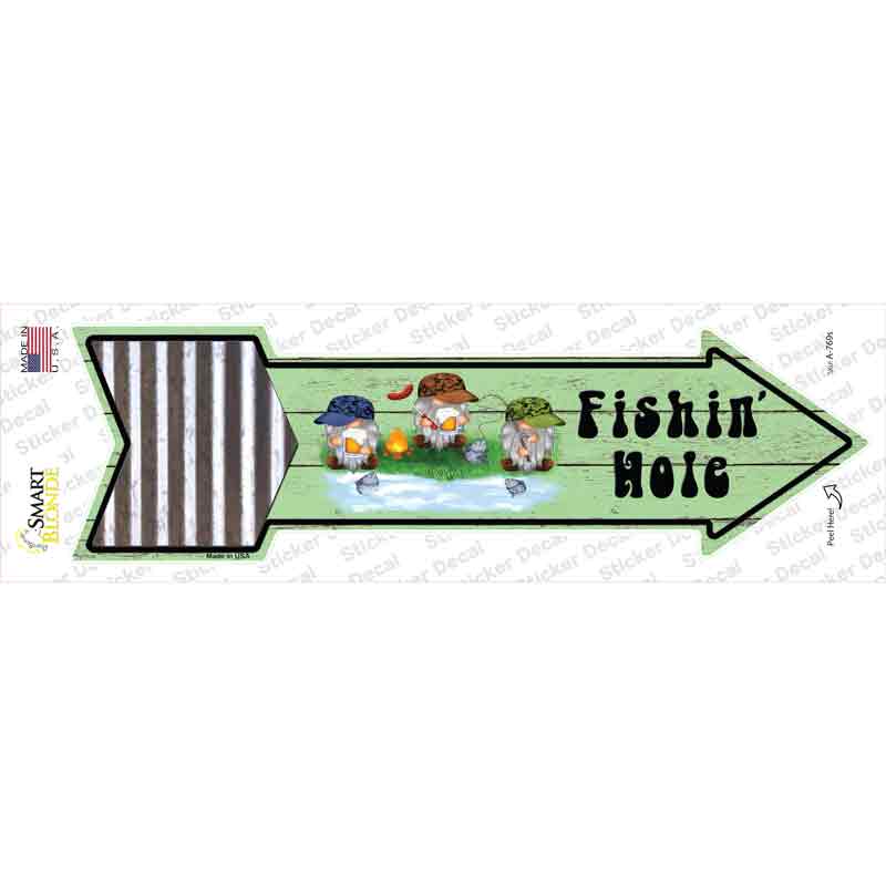 A-769s-M Fishing Hole Three Gnomes Novelty Arrow Sticker Decal, Medium