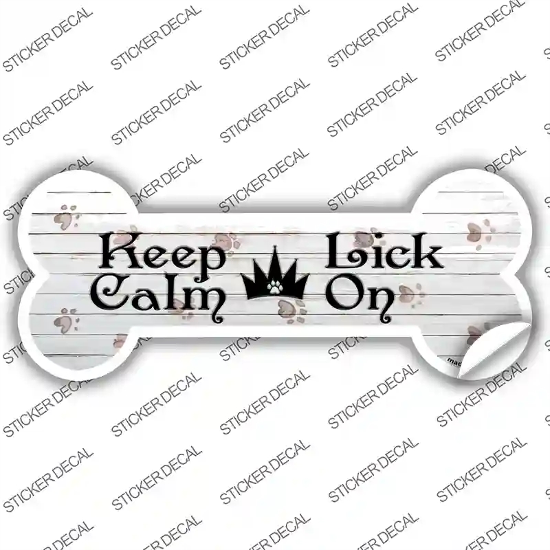 B-040s-L Keep Calm Lick on Novelty Bone Sticker Decal, Large