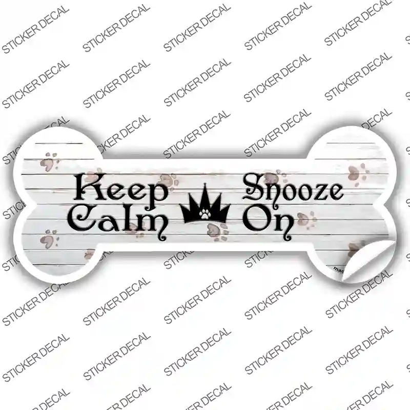 B-050s-S Keep Calm Snooze on Novelty Bone Sticker Decal, Small