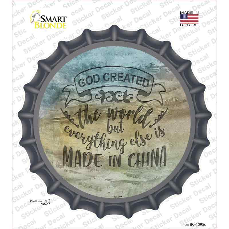 BC-1095s-M God Created the World Novelty Bottle Cap Sticker Decal, Medium