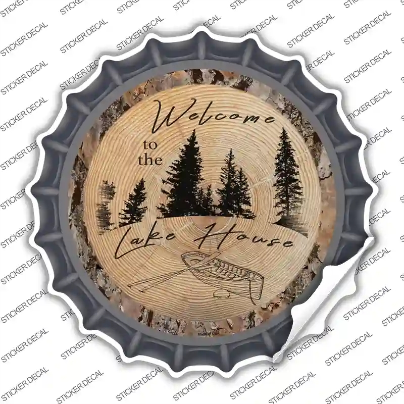 BC-1397s-S Welcome to the Lake House Novelty Bottle Cap Sticker Decal, Small