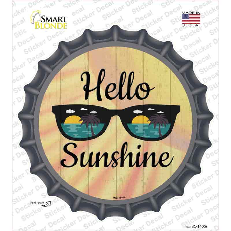 BC-1405s-M Hello Sunshine Novelty Bottle Cap Sticker Decal, Medium