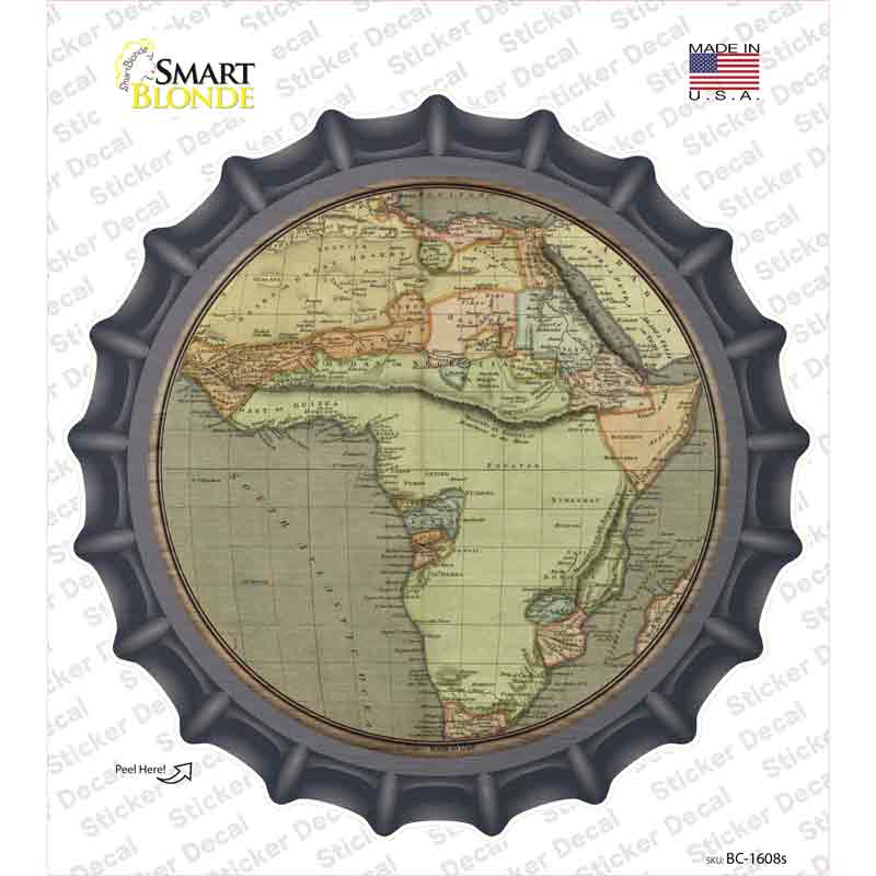 BC-1608s-M Africa Map Novelty Bottle Cap Sticker Decal, Medium