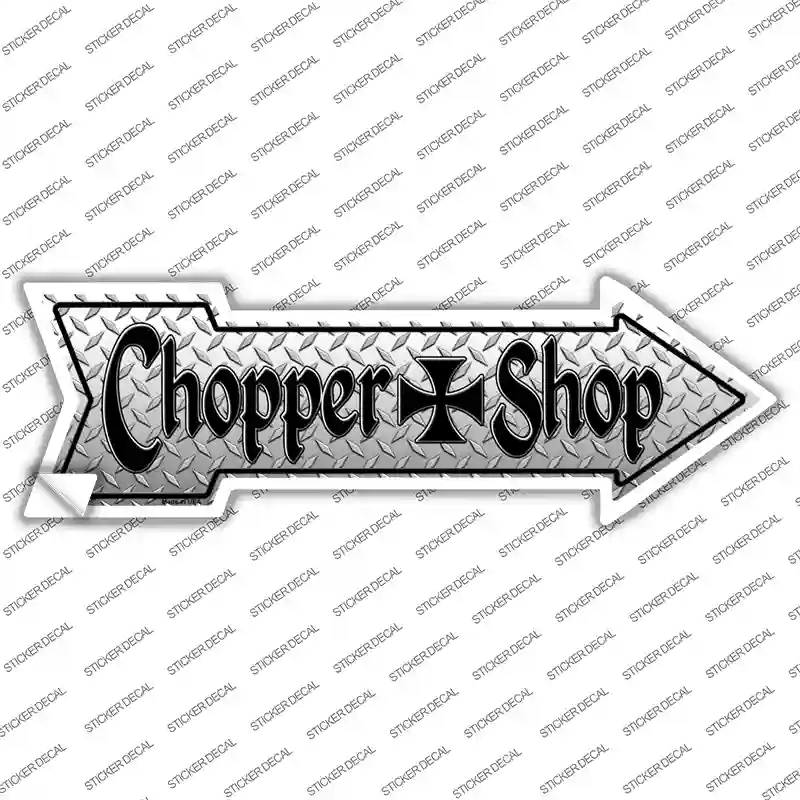 A-156s-L Chopper Shop Novelty Arrow Sticker Decal, Large