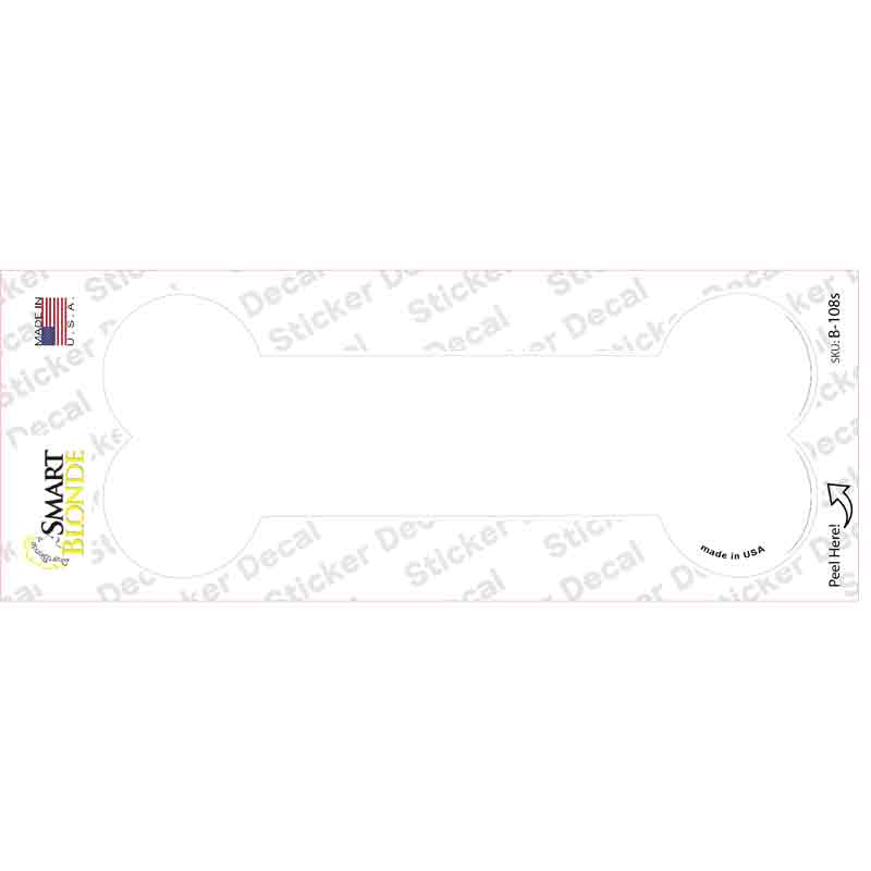 B-108s-M White Solid Novelty Bone Sticker Decal, Medium