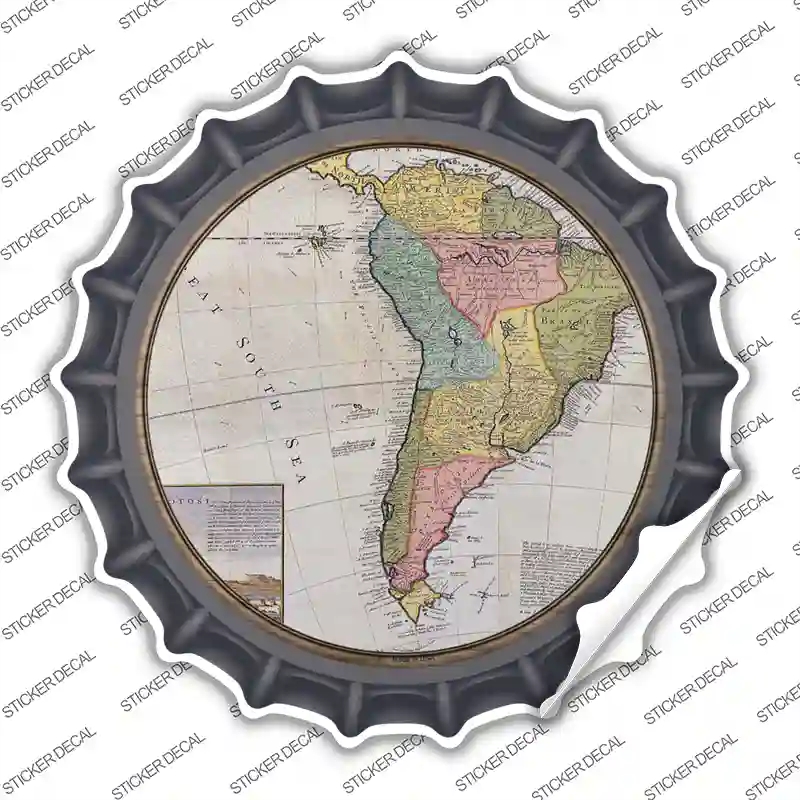 BC-1613s-S South America Map Novelty Bottle Cap Sticker Decal, Small