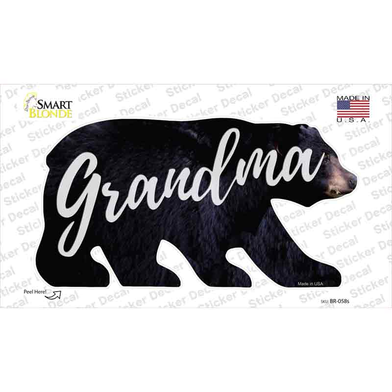 BR-058s-M Grandma Novelty Bear Sticker Decal, Medium