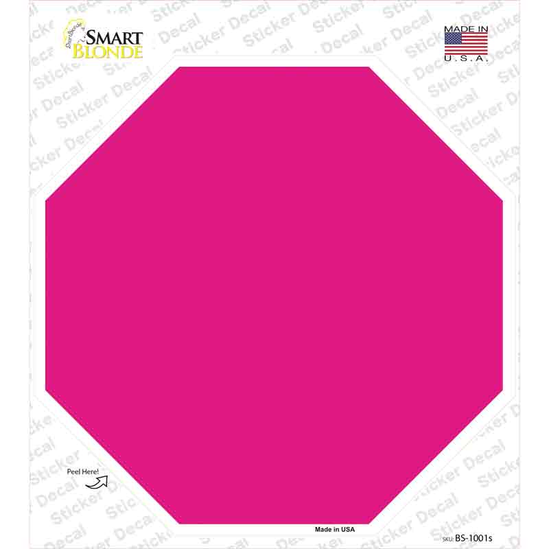 BS-1001s-M Pink Solid Novelty Octagon Sticker Decal, Medium