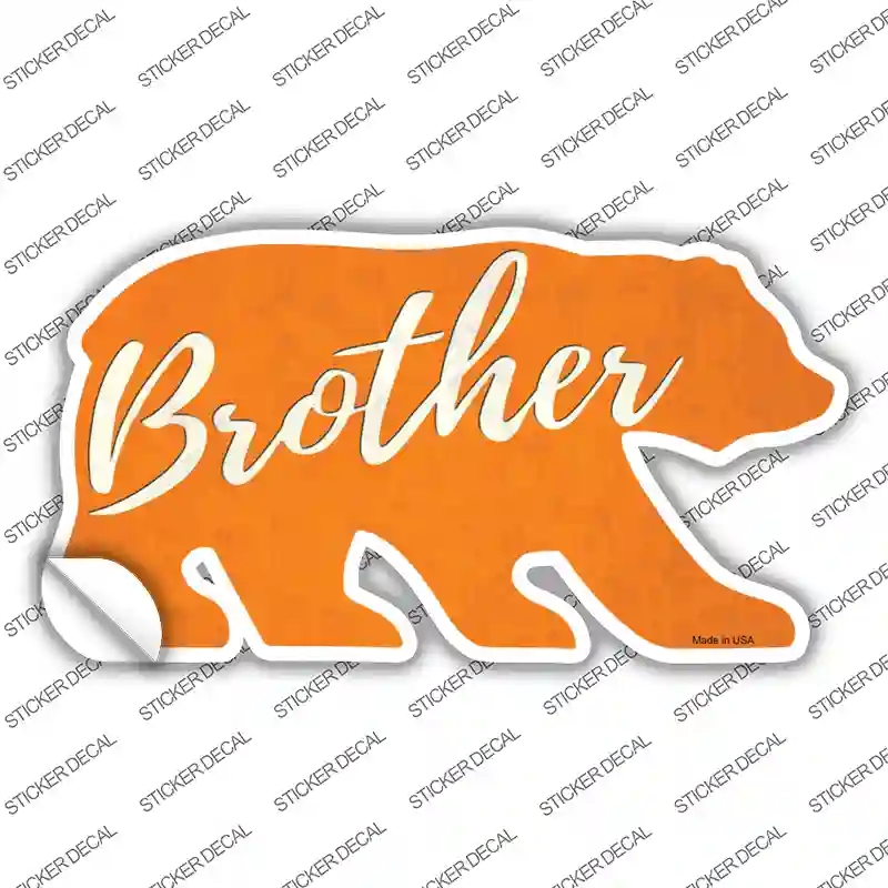 BR-034s-L Brother Orange Novelty Bear Sticker Decal, Large