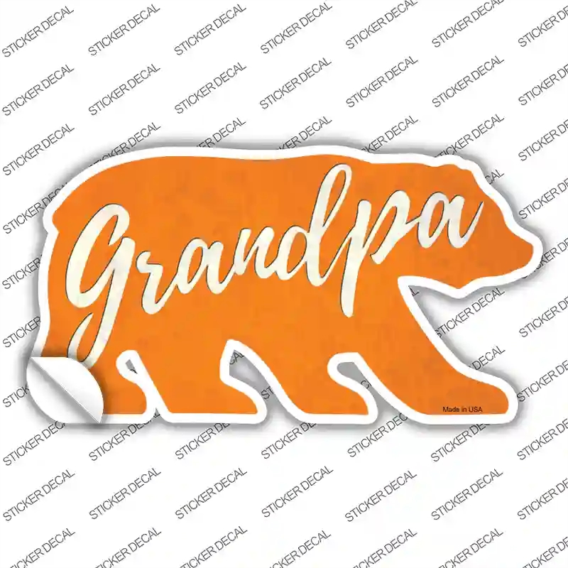 BR-037s-L Grandpa Orange Novelty Bear Sticker Decal, Large