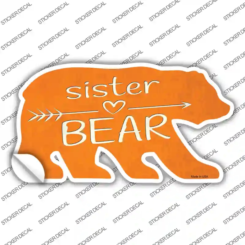 BR-040s-L Sister Arrow Orange Novelty Bear Sticker Decal, Large