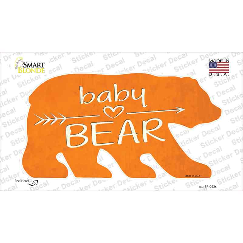 BR-042s-M Baby Arrow Orange Novelty Bear Sticker Decal, Medium