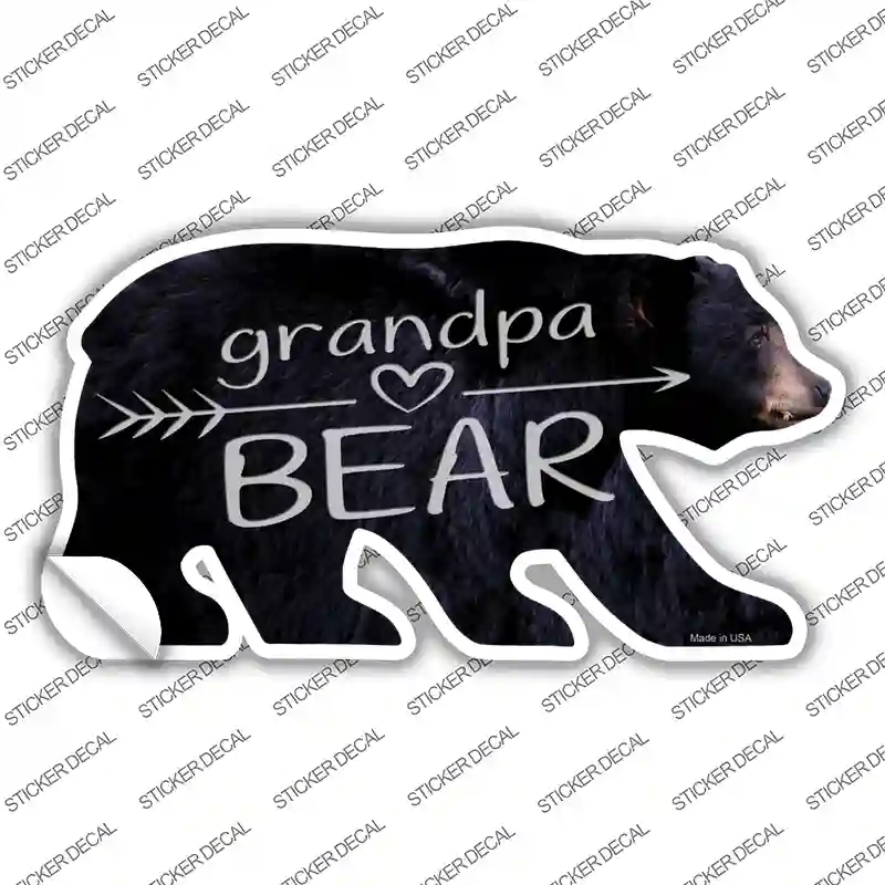 BR-066s-S Grandpa Arrow Novelty Bear Sticker Decal, Small