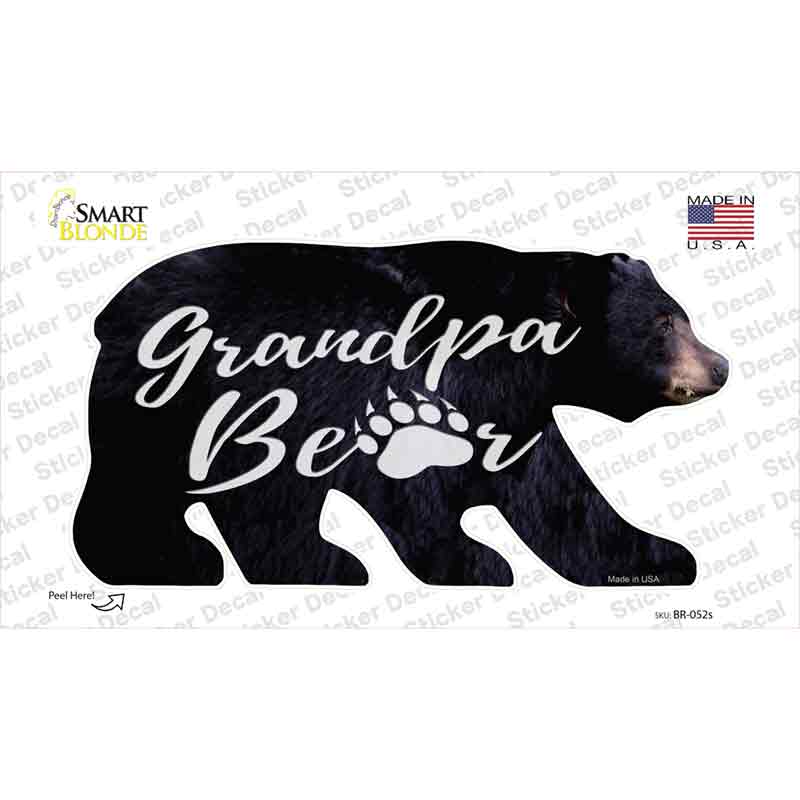 BR-052s-M Grandpa Paw Novelty Bear Sticker Decal, Medium