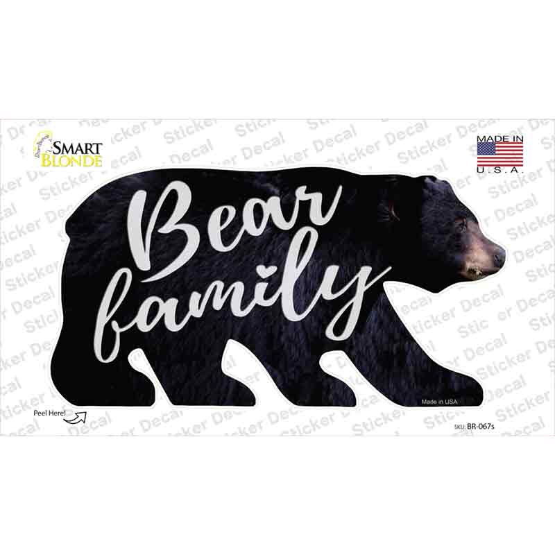 BR-067s-M Bear Family Novelty Sticker Decal, Medium
