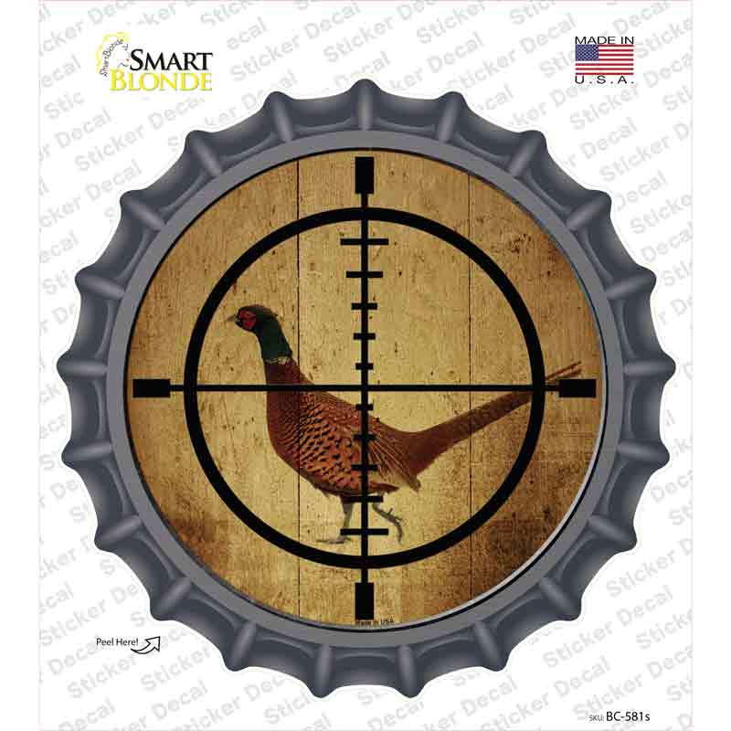 BC-581s-M Pheasant Hunter Novelty Bottle Cap Sticker Decal, Medium