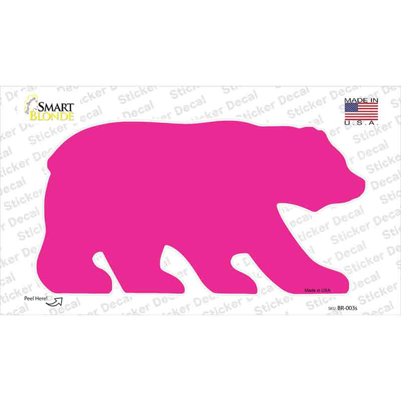 BR-003s-M Pink Solid Novelty Bear Sticker Decal, Medium
