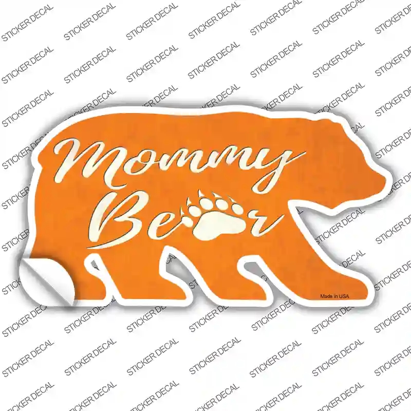 BR-024s-XL Mommy Paw Orange Novelty Bear Sticker Decal, Extra Large