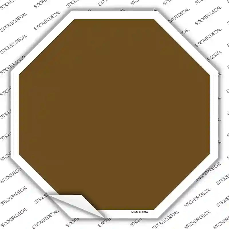 BS-1009s-L Brown Solid Novelty Octagon Sticker Decal, Large