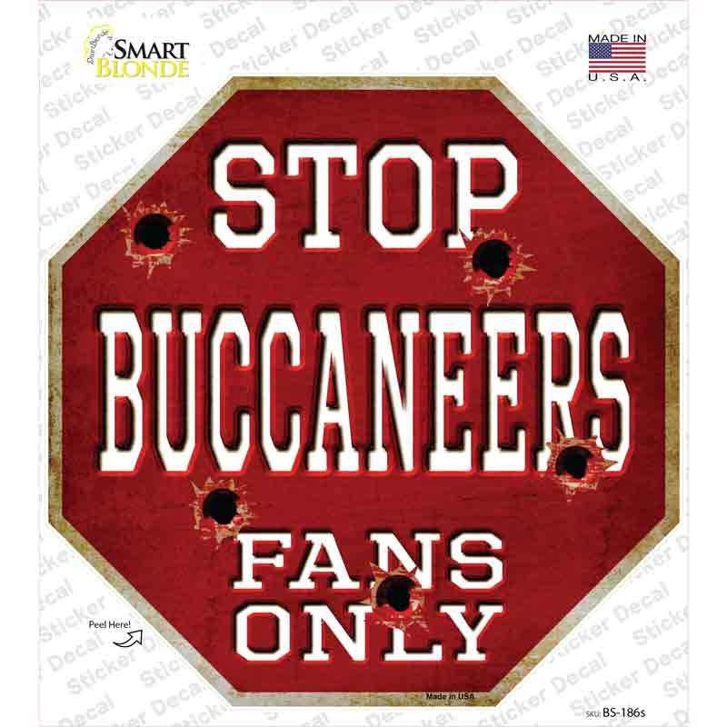 BS-186s-M Buccaneers Fans Only Novelty Octagon Sticker Decal, Medium