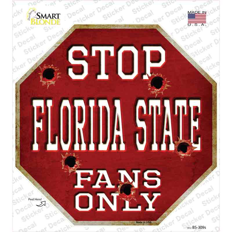 BS-309s-M Florida State Fans Only Novelty Octagon Sticker Decal, Medium
