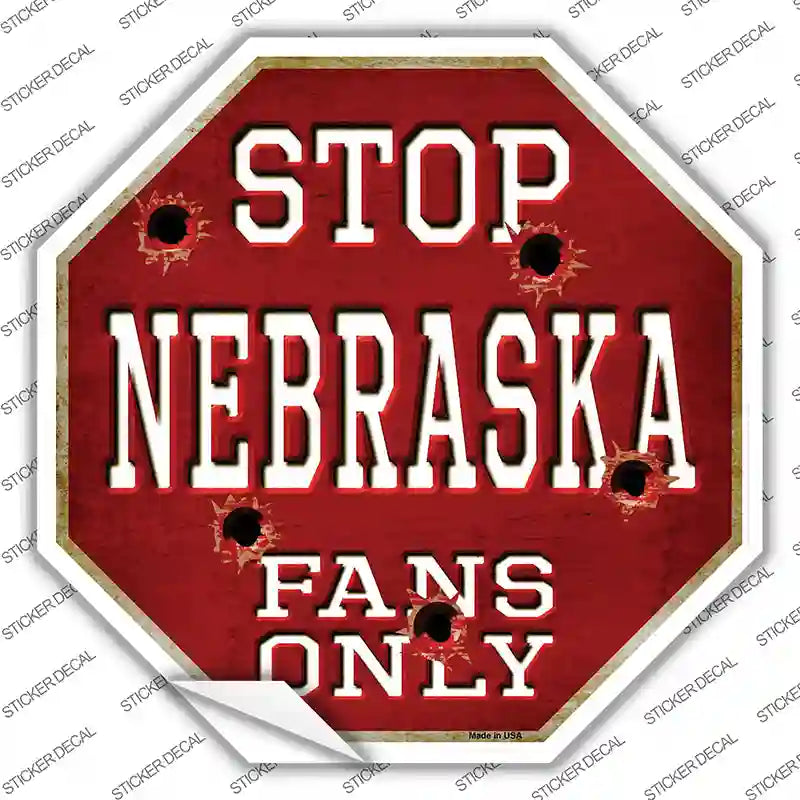 BS-322s-S Nebraska Fans Only Novelty Octagon Sticker Decal, Small
